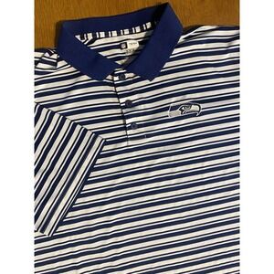 Seattle Seahawks NFL‎ Polo Shirt 3XL TX3 Cool Striped Navy White Team Apparel